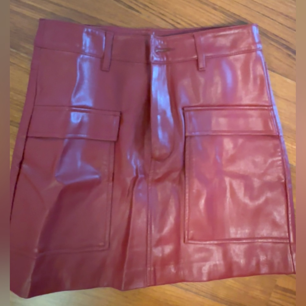 Zara Wine Faux Leather Mini Skirt